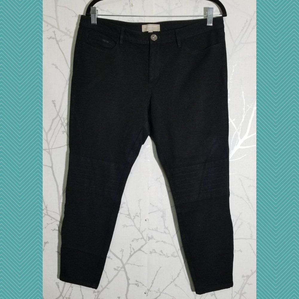Banana Republic Black Ponte Moto Style Sloan Fit Pants